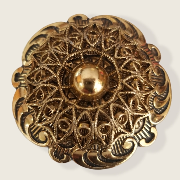 Vintage Mid Century West Germany Gold Tone Scarf Clip - Picture 10 of 12